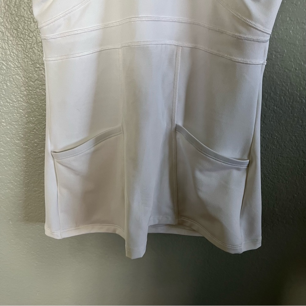 Athleta Workout Top Medium Fuchsia White Tank Racerback Built In Wireless Bra - Picture 4 of 8